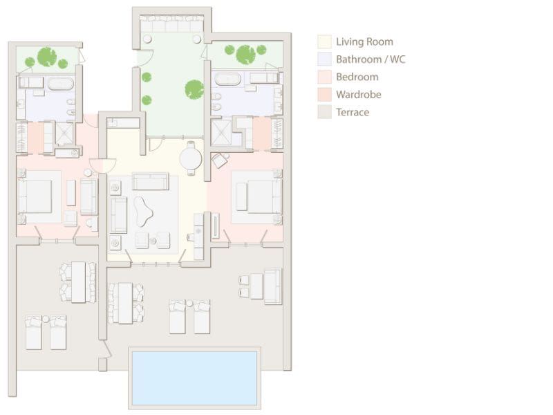 Two Bedroom Pool Suite Floorplan