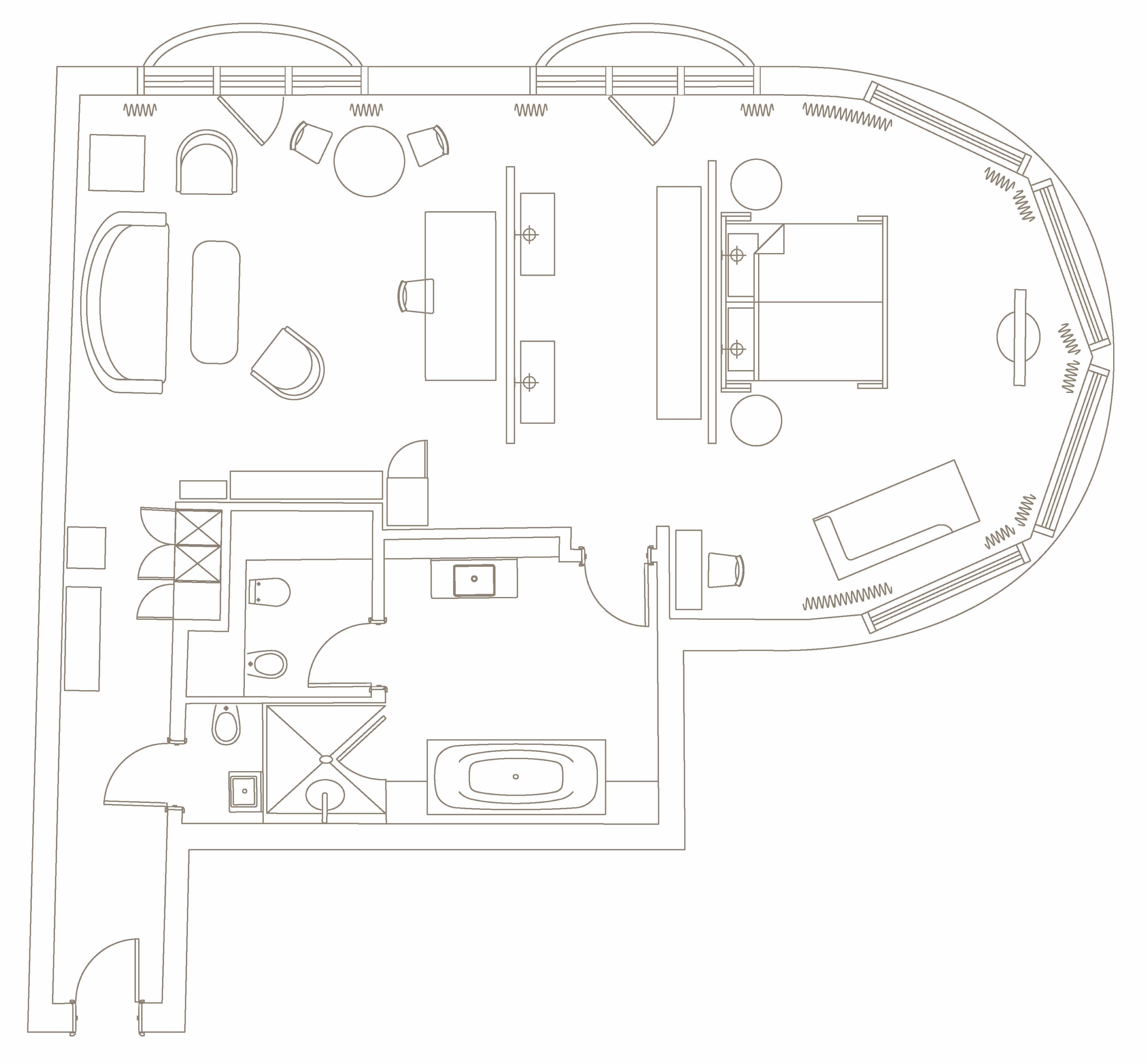 Floorplan Signature Park or Panoramic View Suite at The Charles Hotel in Munich
