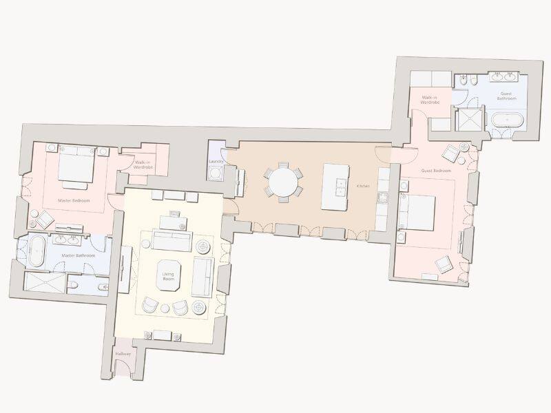 Duomo Two Bedroom Apartment Floorplan