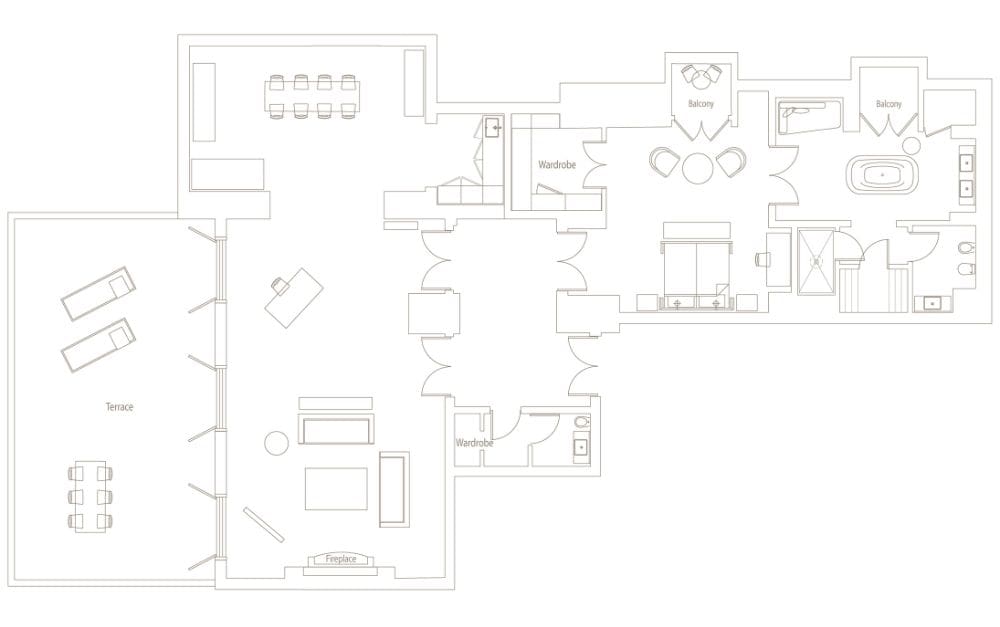 Floorplan of the Blaton Suite, Hotel Amigo, Brussels 