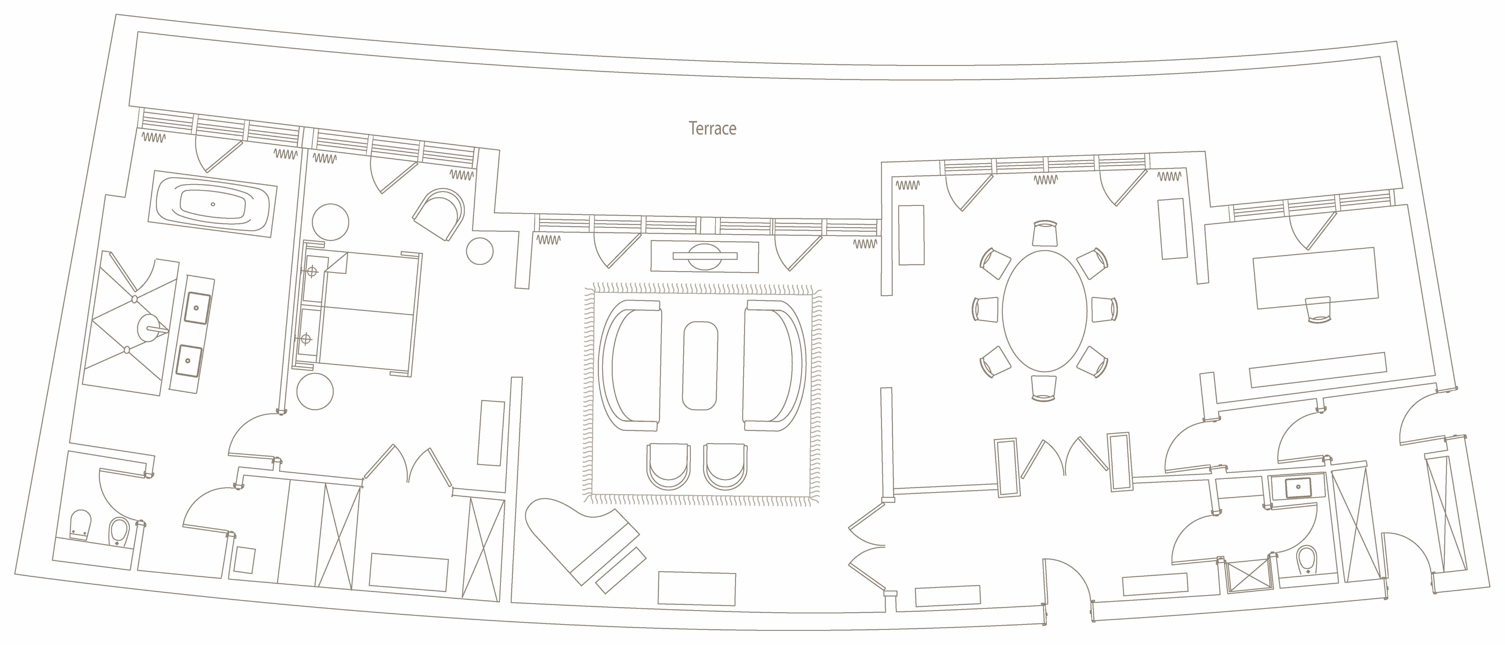 Floorplan Monforte Royal Suite at The Charles Hotel in Munich