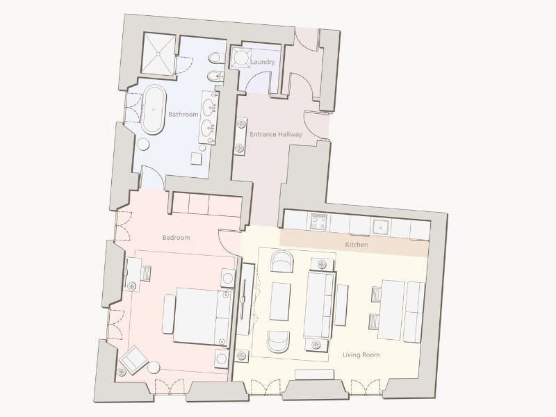 Isola One Bedroom Apartment Floorplan