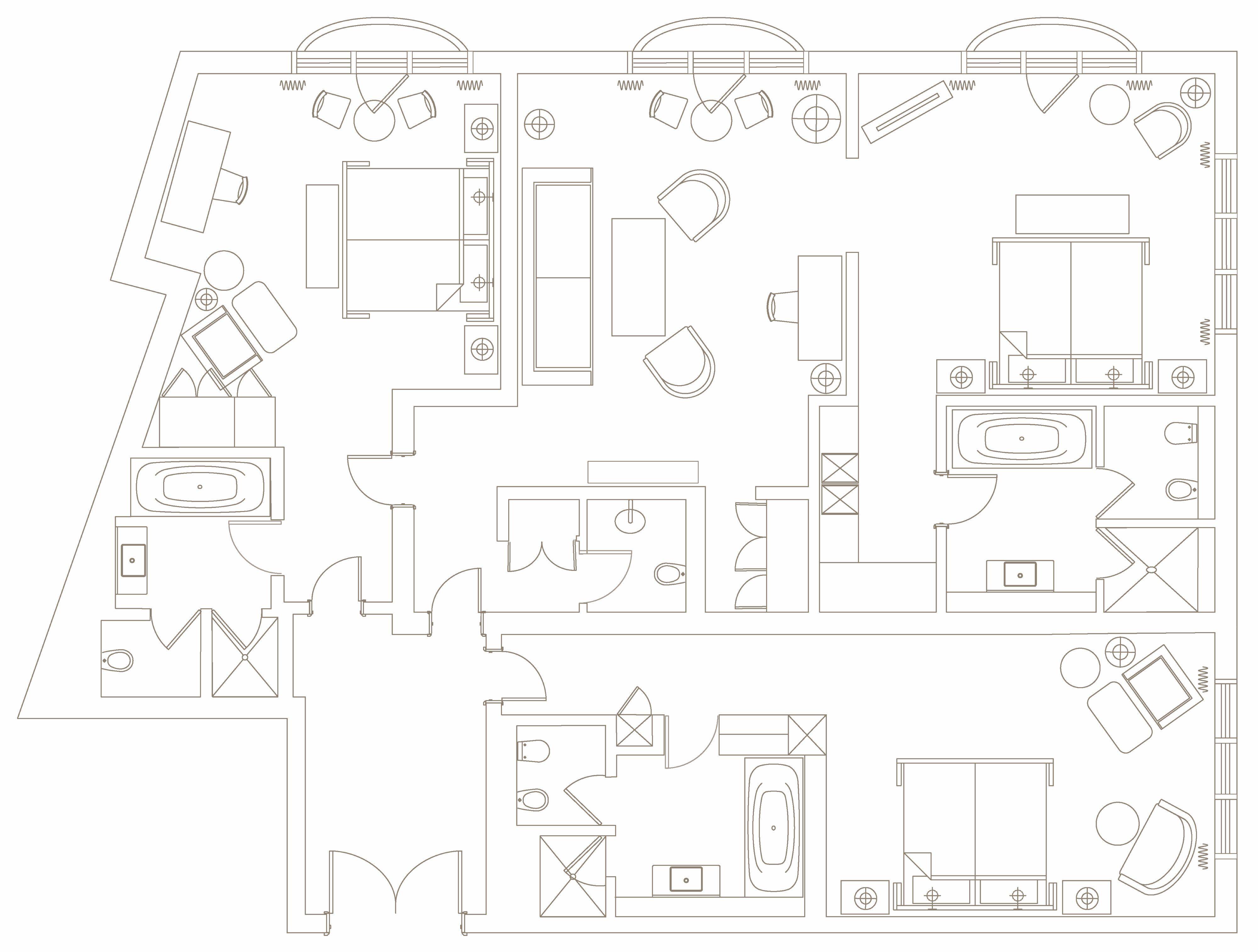 Floorplan Three-Bedroom Classic Suite at The Charles Hotel in Munich