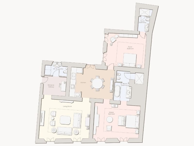 Brera Two Bedroom Apartment Floorplan
