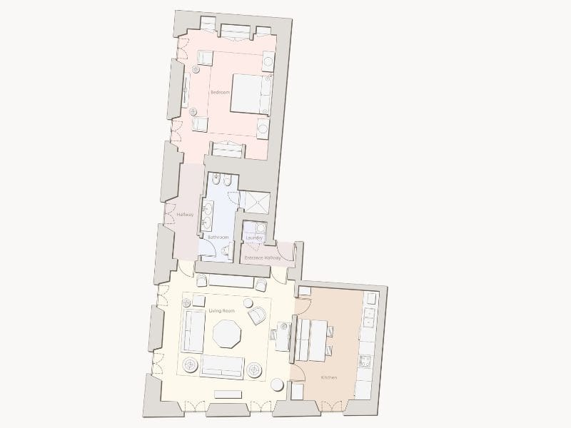 Brera One Bedroom Apartment Floorplan