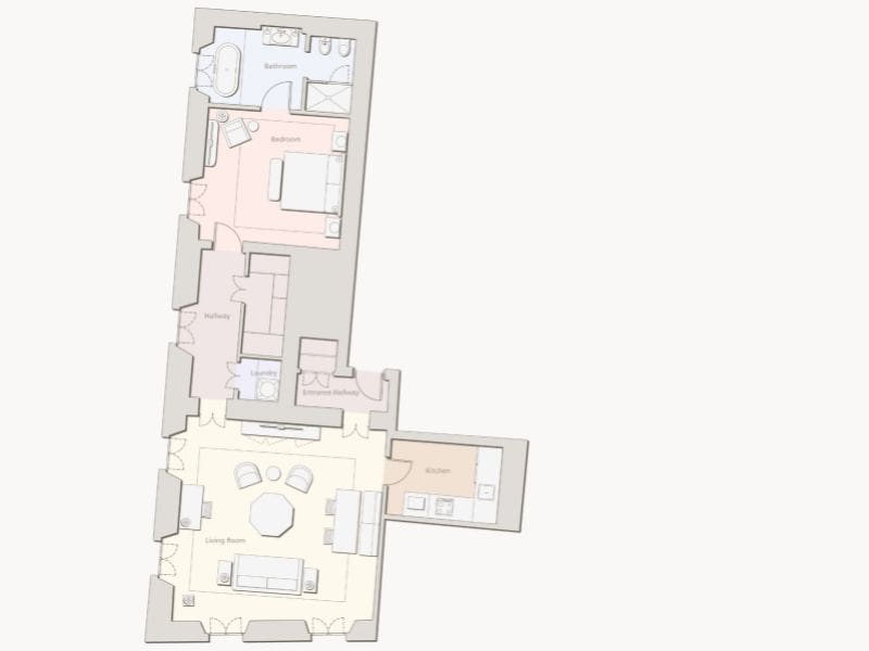 Duomo One Bedroom Apartment Floorplan